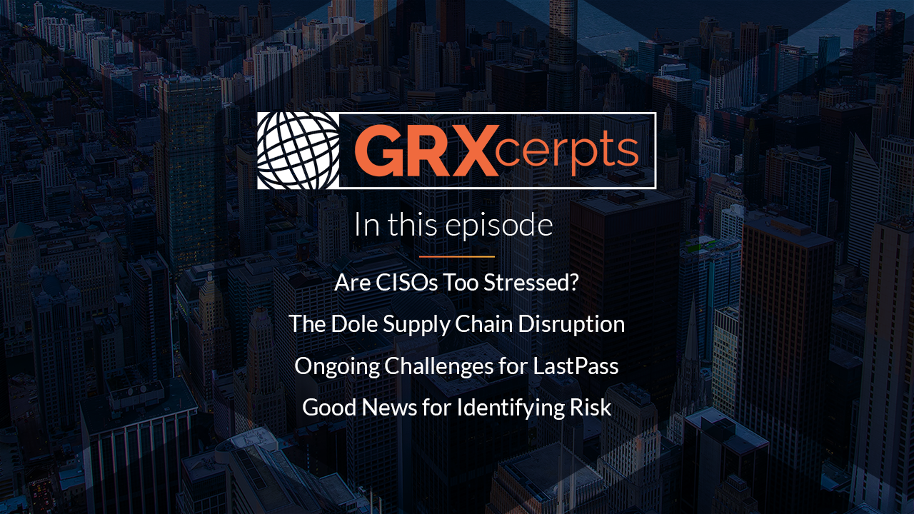 CISO Stress Report, Dole Supply Chain Disruption Alert, Identifying Risky Vendors