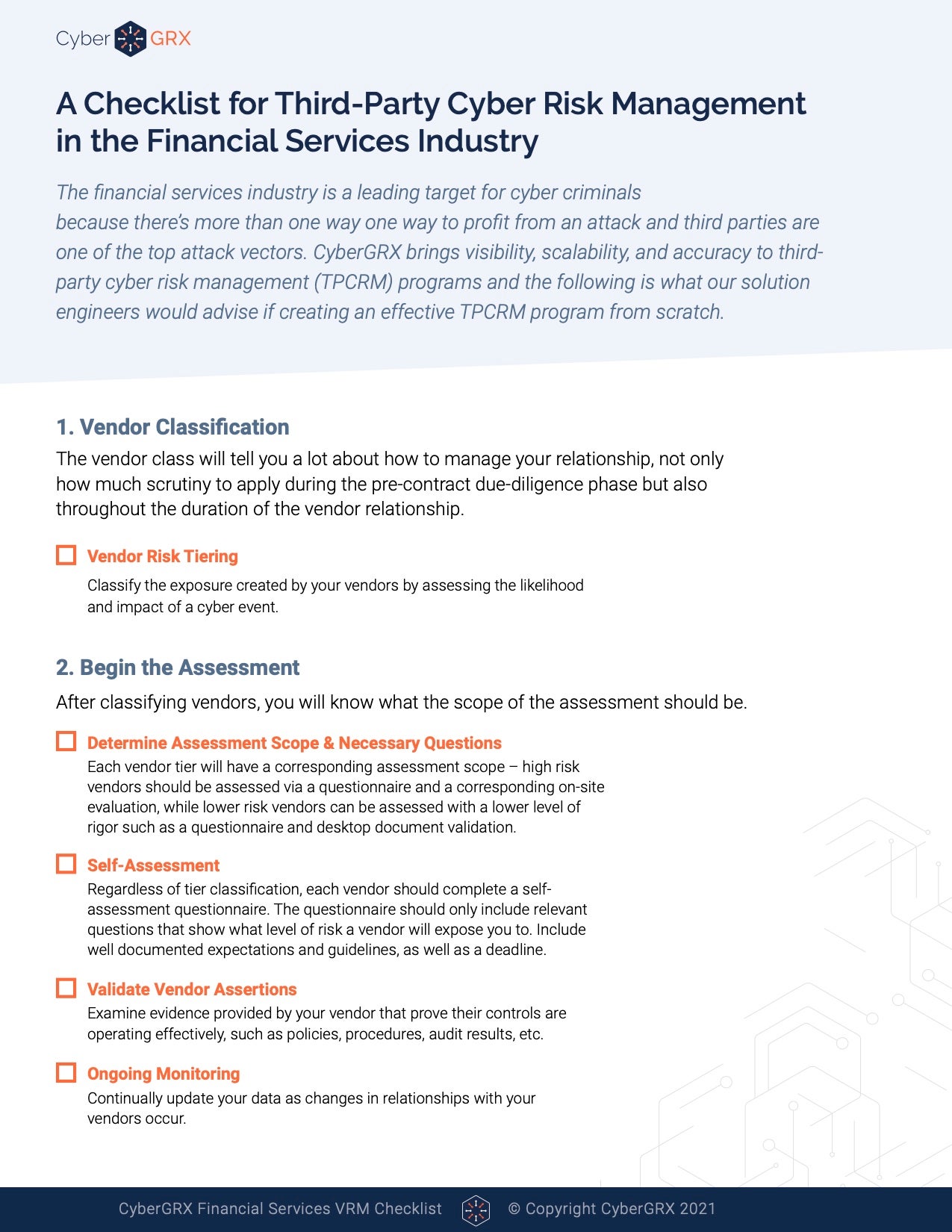 Financial services checklist